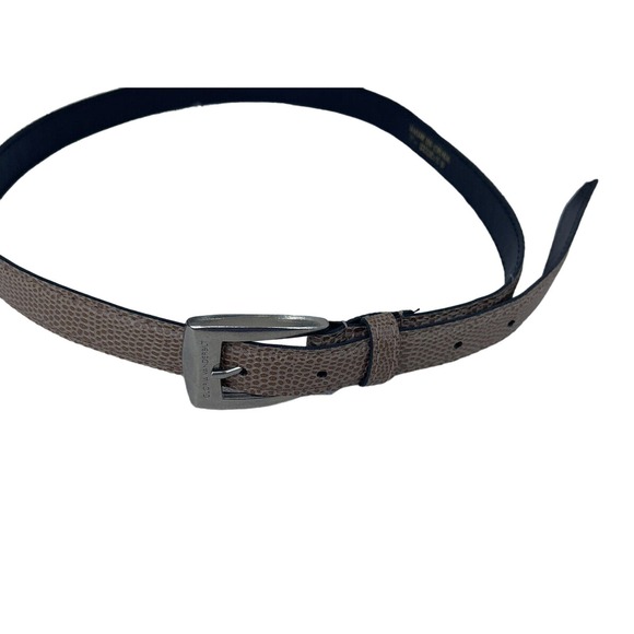 Gloria Vanderbilt Belt Embossed Tan Silver Tone Buckle Size 10 - Picture 1 of 5